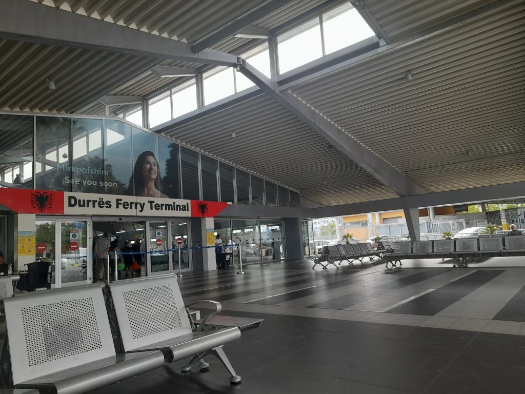 Waiting area in front of the Durres ferry terminal